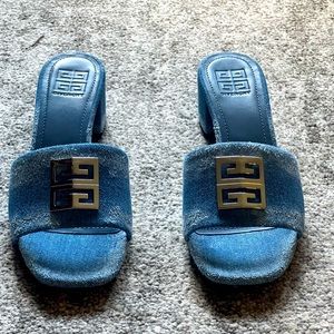 NEW Givenchy 4G Heel Mule Sandals - blue